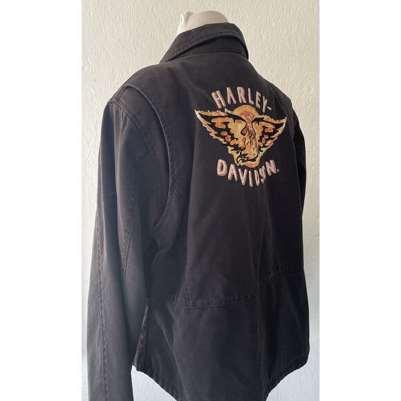 HARLEY DAVIDSON WOMENS RIDING JACKET * XL * BLACK EMBROIDERED MOTO JACKET - Picture 12 of 16